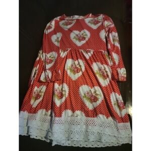 Adorable sweetness valentine's day heart rose red dress with lace size 10